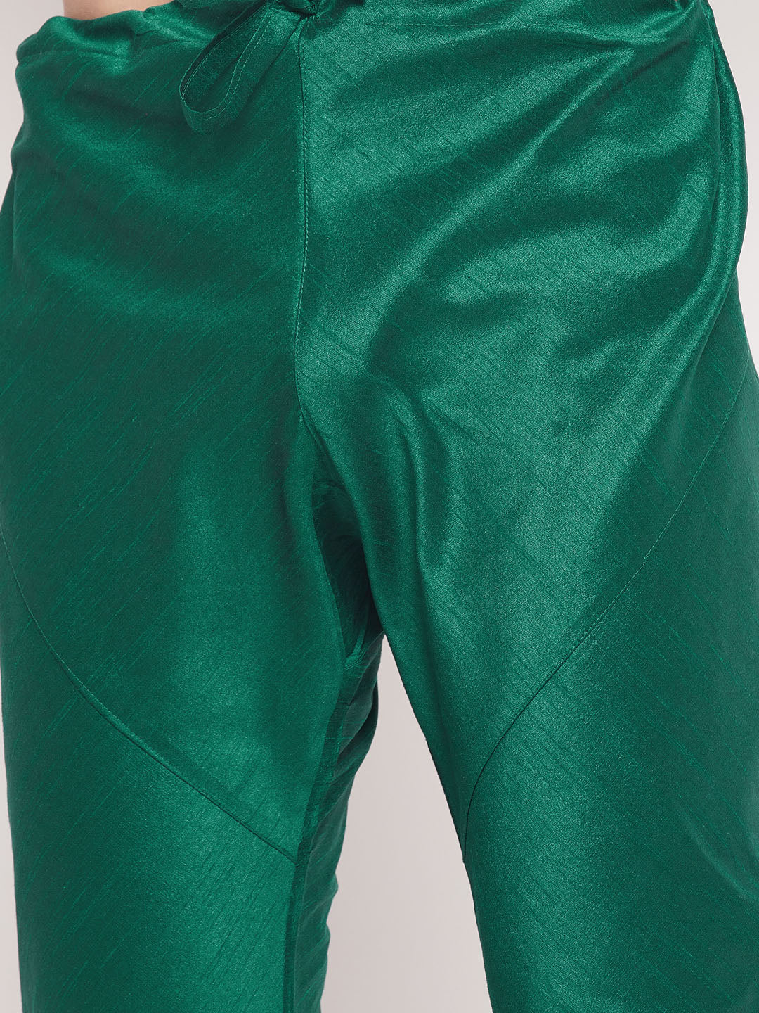 Men's Green Silk Blend Straight Kurta Pyjama Set