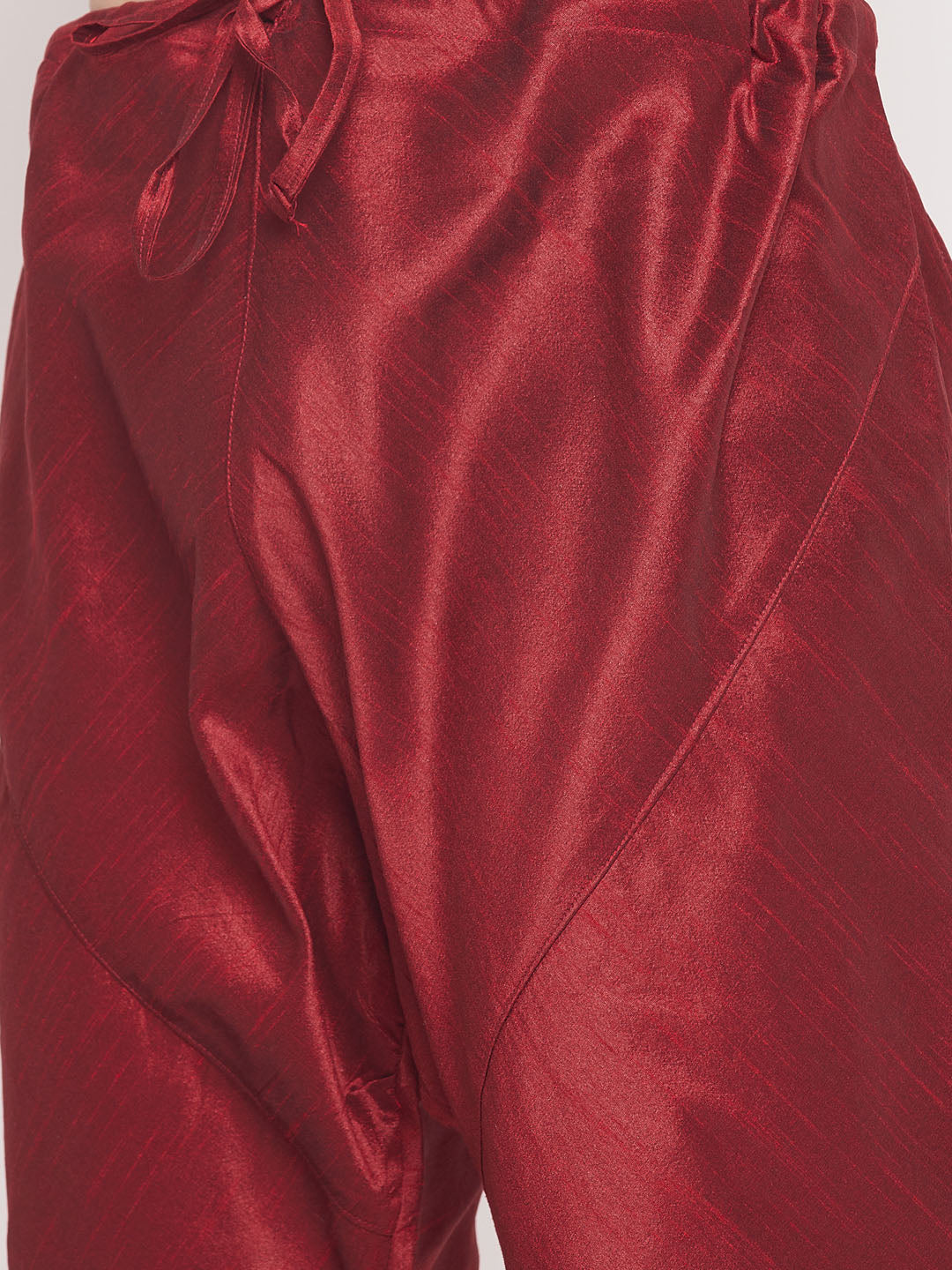 Men's Maroon Silk Blend Straight Kurta Pyjama Set