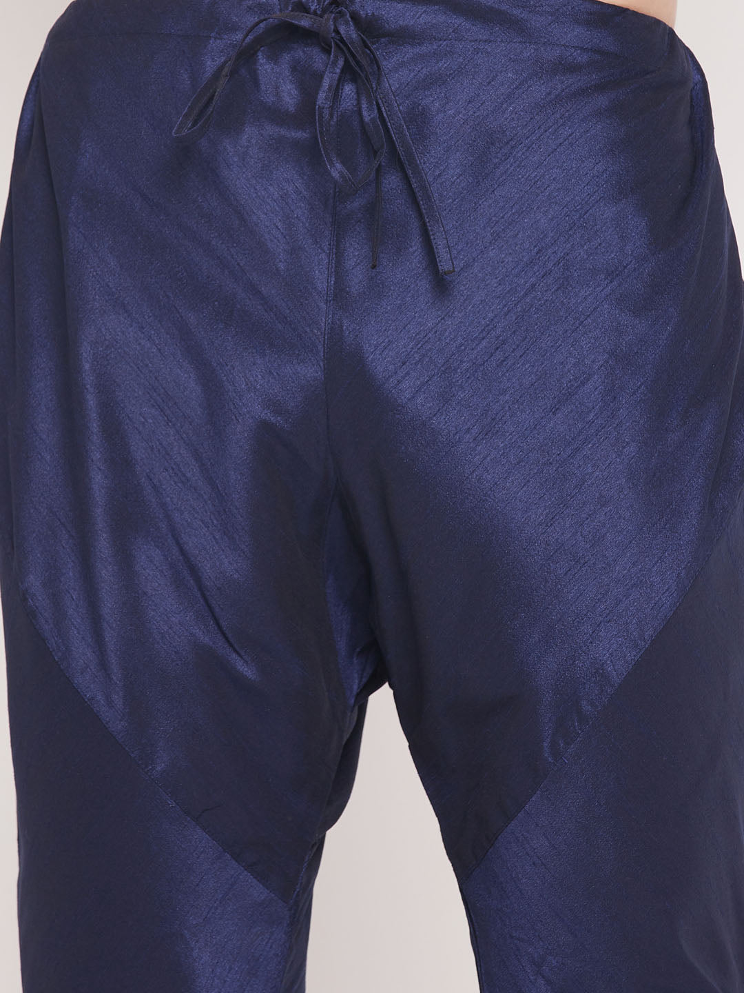Men's Navy Blue Silk Blend Straight Kurta Pyjama Set