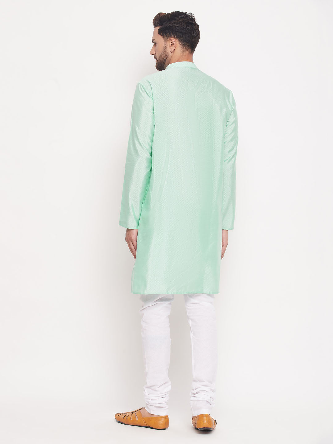 Men's Aqua Silk Blend Straight Kurta Pyjama Set