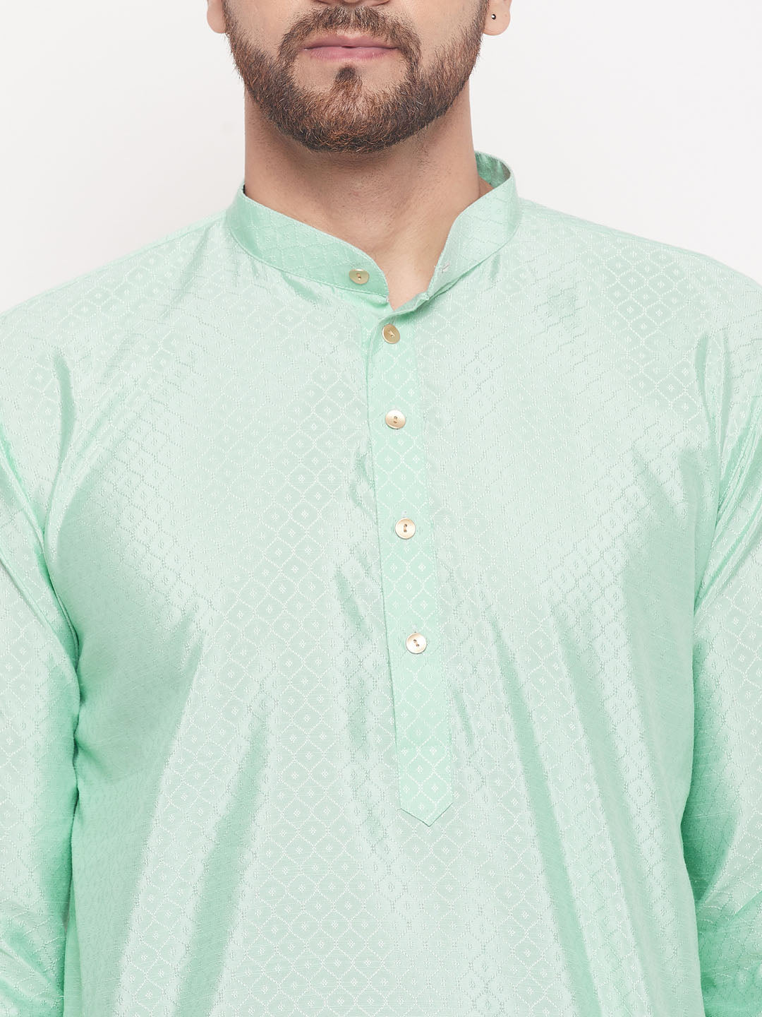 Men's Aqua Silk Blend Straight Kurta Pyjama Set