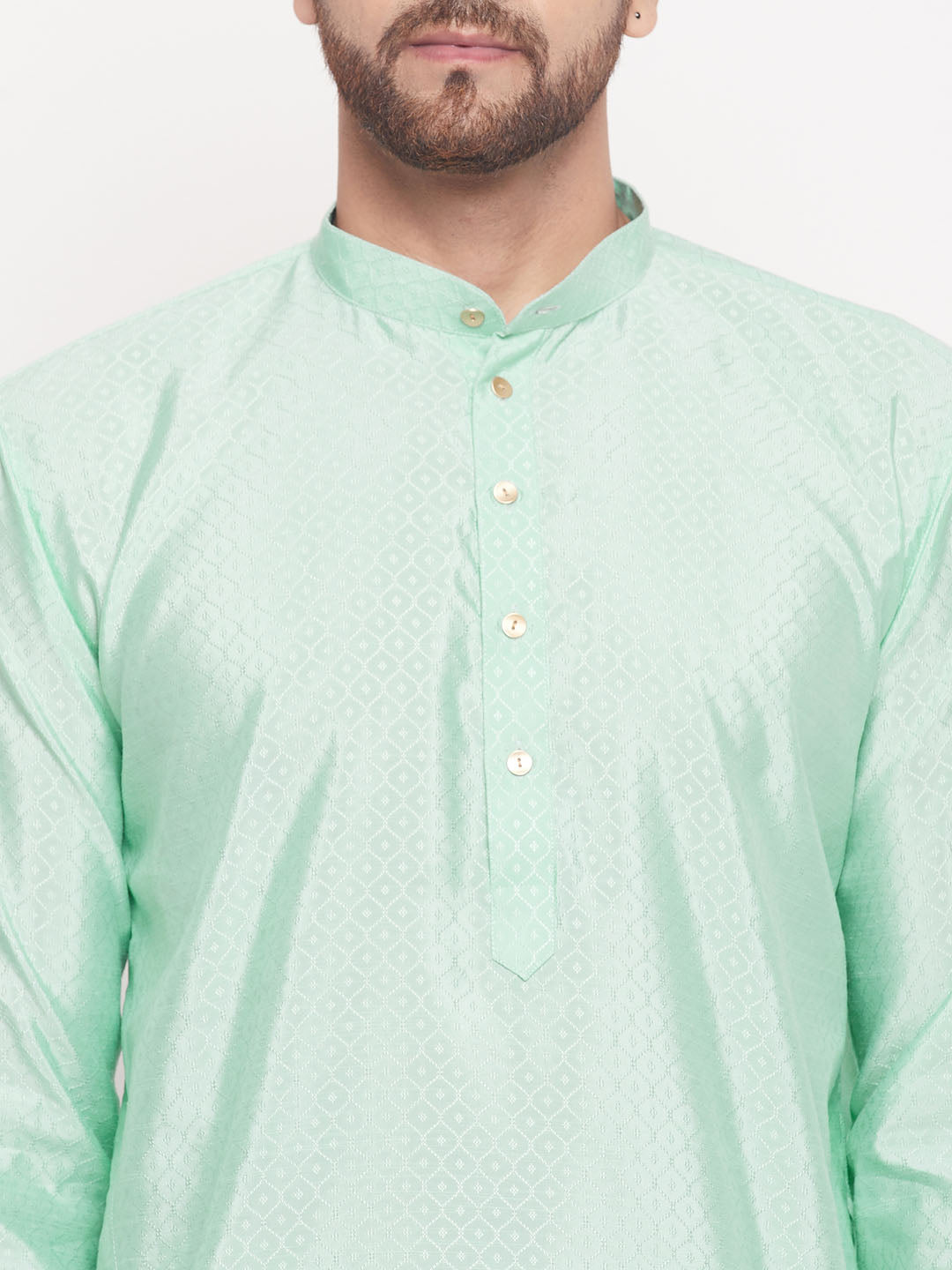 Men's Aqua Silk Blend Straight Kurta Pyjama Set