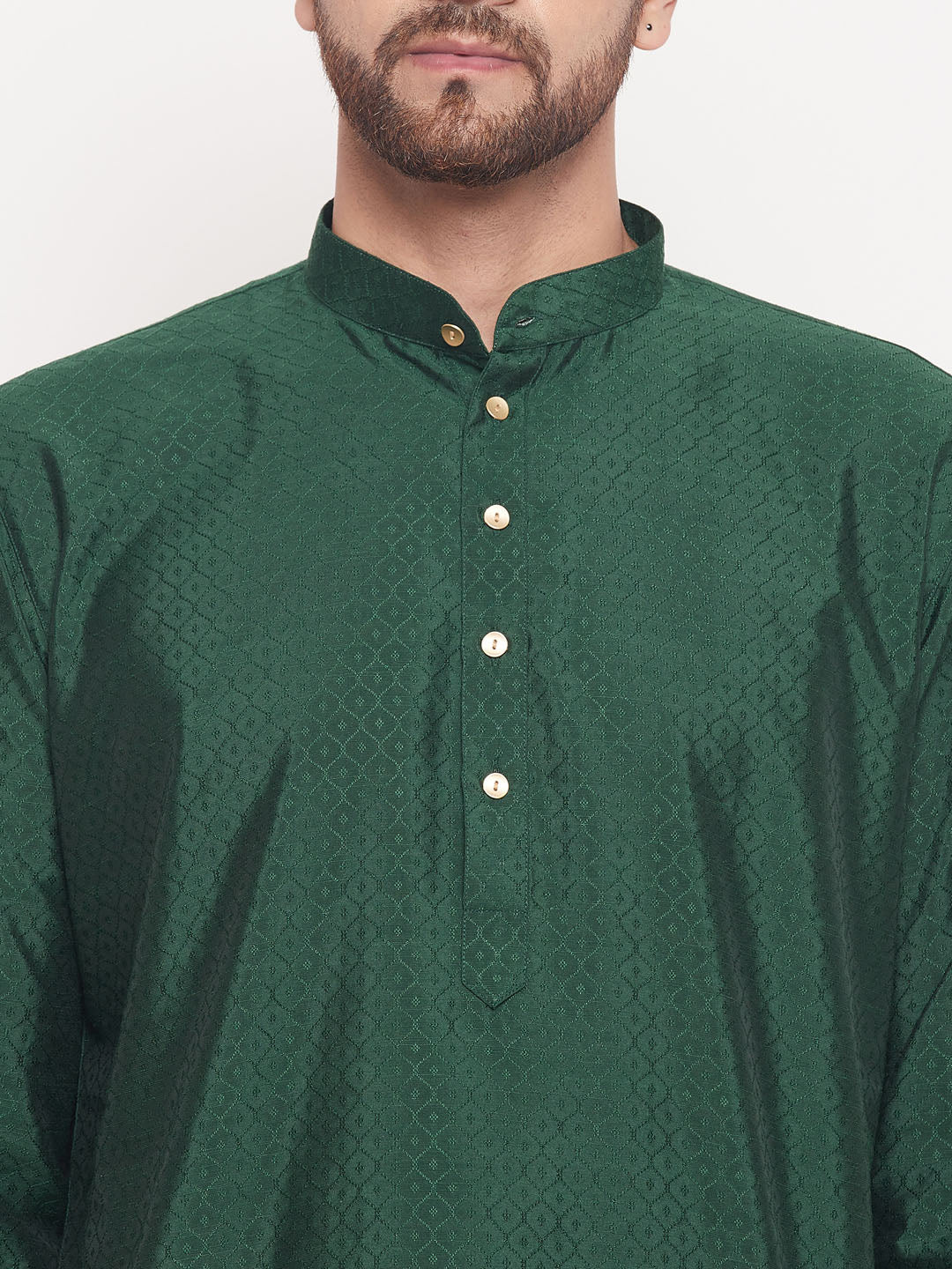 Men's Green Silk Blend Straight Kurta Pyjama Set