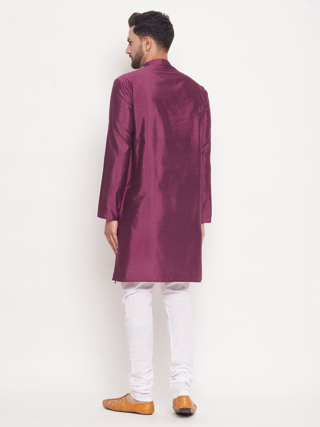 Men's Purple Silk Blend Straight Kurta Pyjama Set