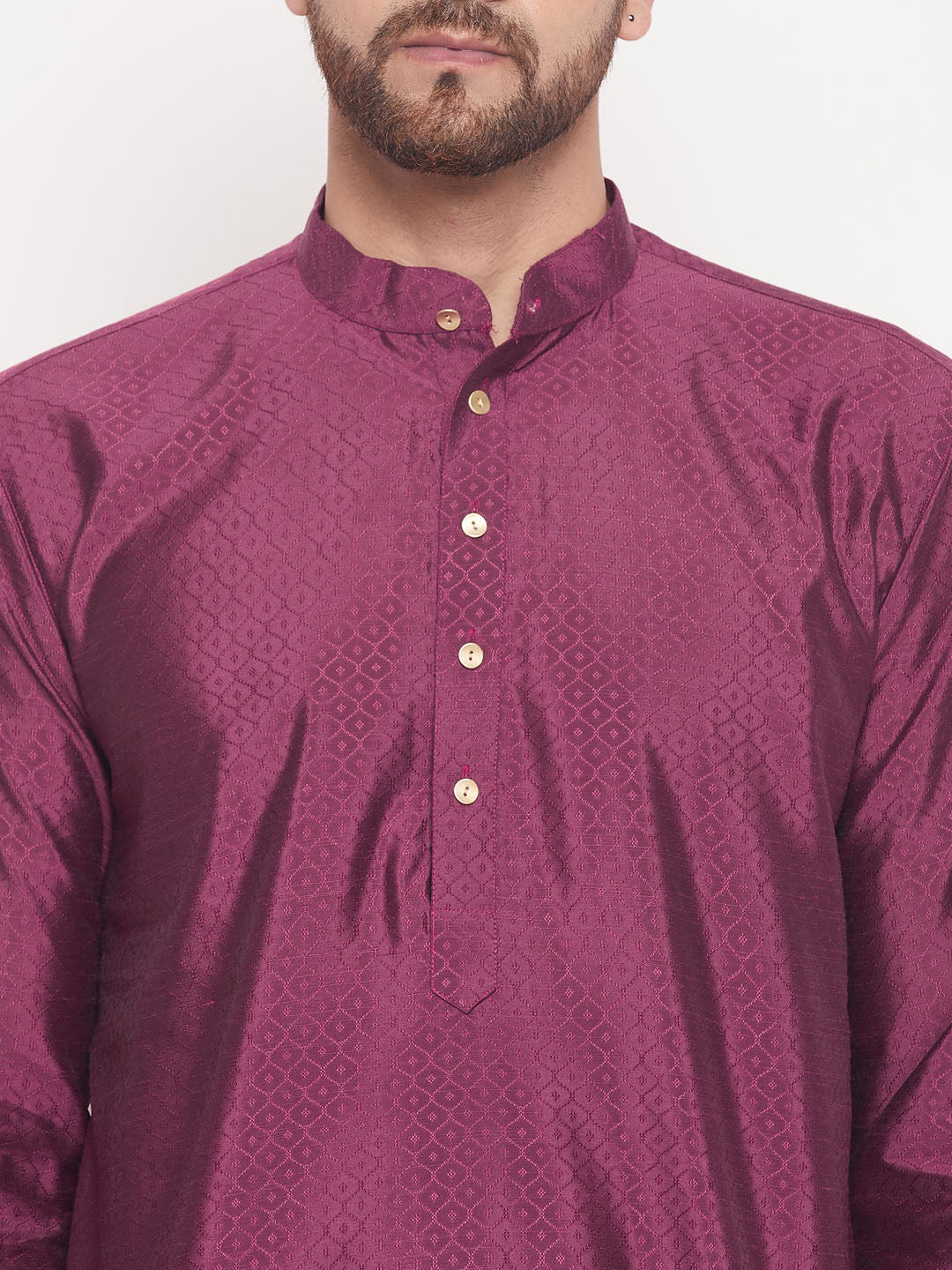 Men's Purple Silk Blend Straight Kurta Pyjama Set