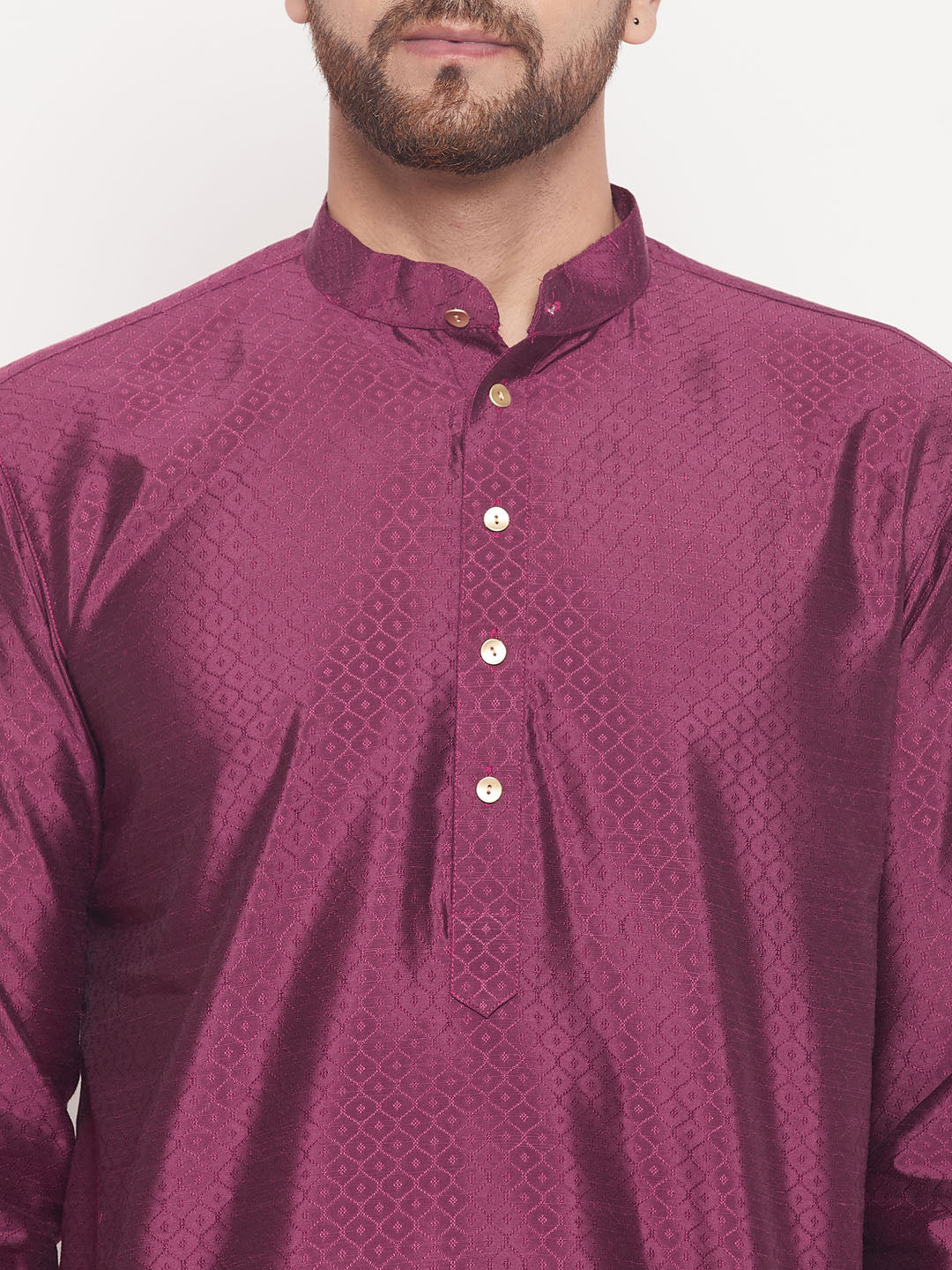 Men's Purple Silk Blend Straight Kurta Pyjama Set