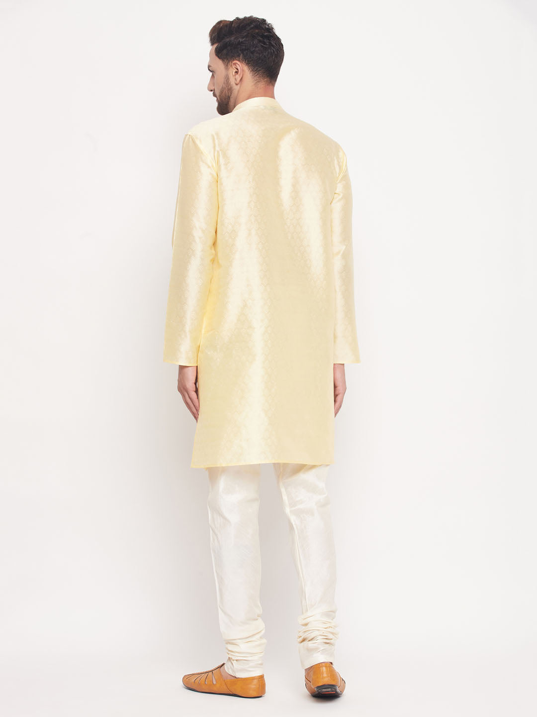 Men's Beige Silk Blend Straight Kurta Pyjama Set