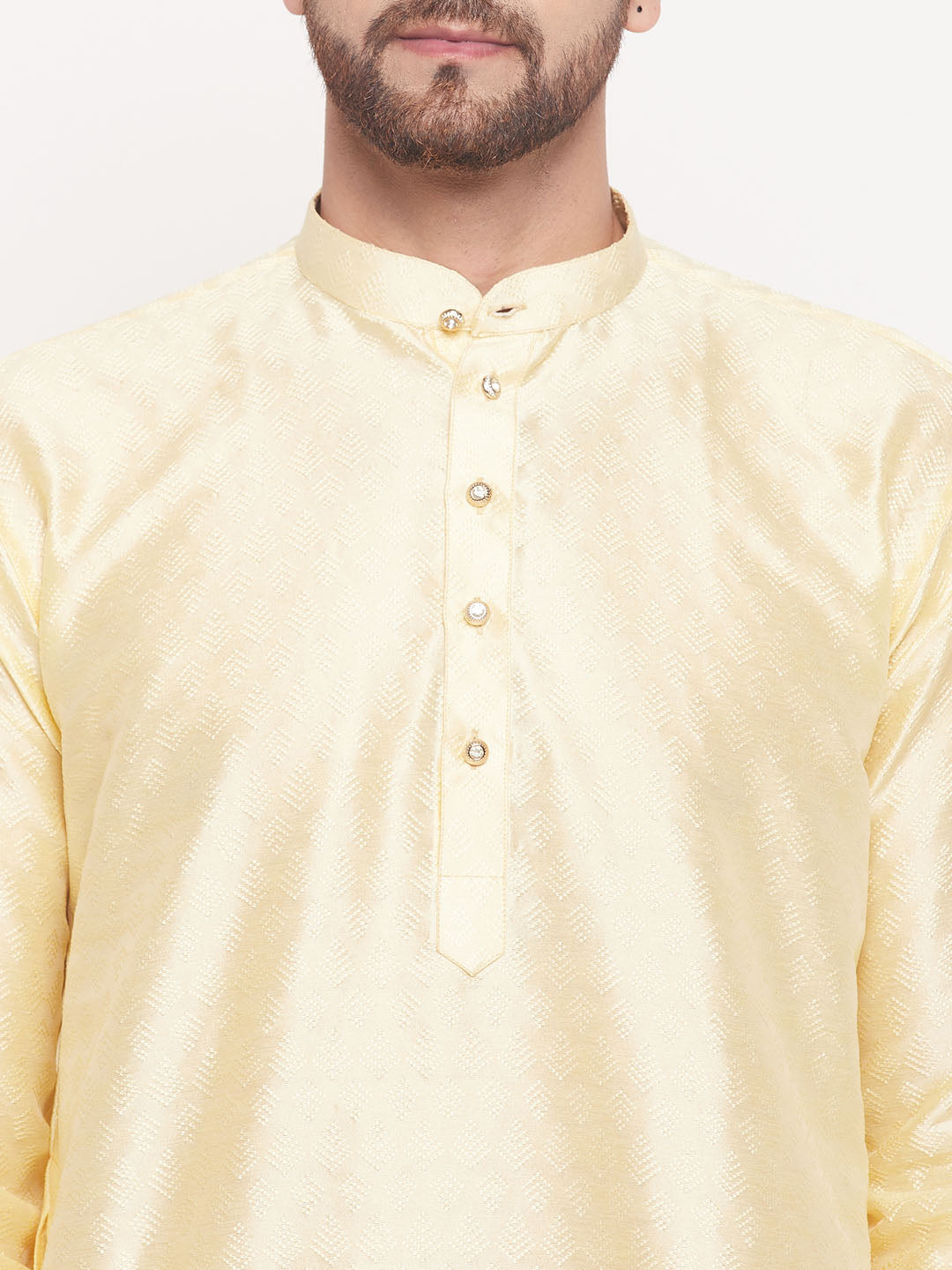 Men's Beige Silk Blend Straight Kurta Pyjama Set