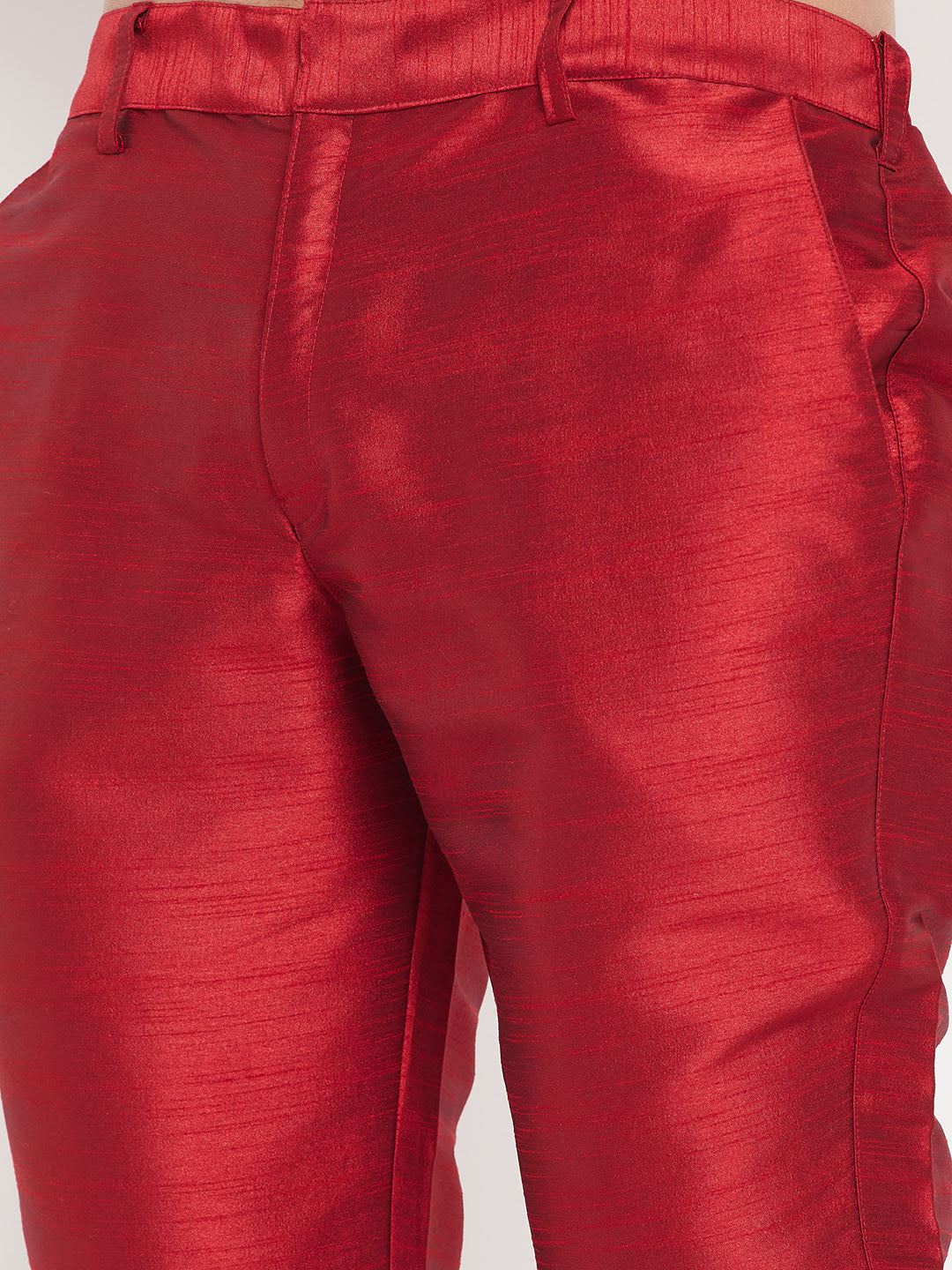 Men's Orange Silk Blend Straight Kurta Pyjama Set