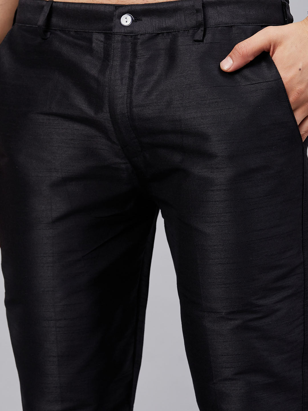 Men's Black Cotton Blend Pathani Kurta Pyjama Set