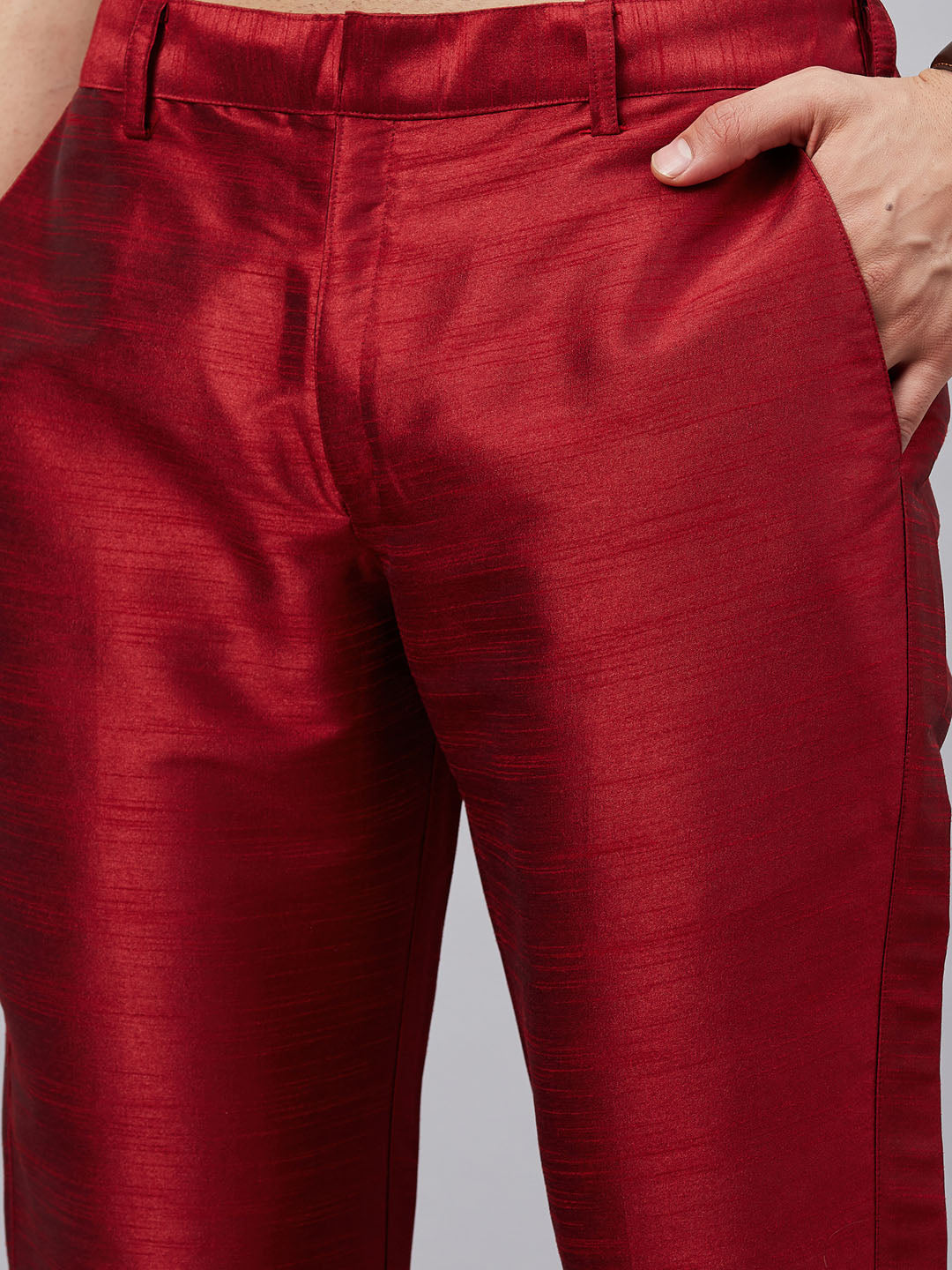 Men's Orange Cotton Blend Pathani Kurta Pyjama Set