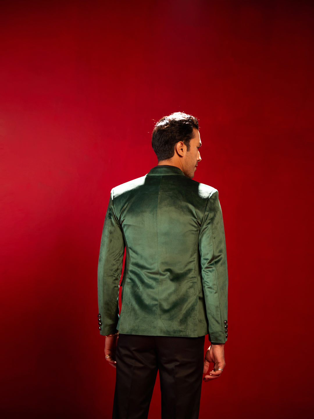 Men's Green Velvet Straight Blazer