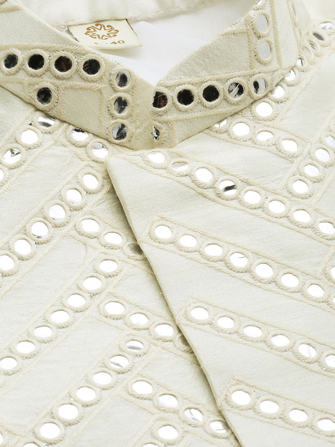 Men's Cream Silk Blend Straight Sherwani Set