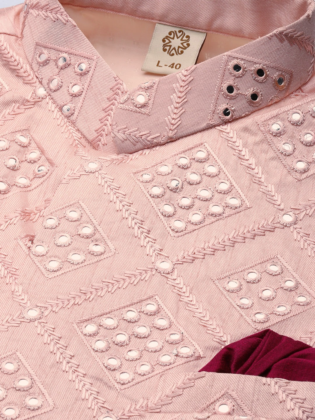Men's Pink Silk Blend Straight Nehru Jacket