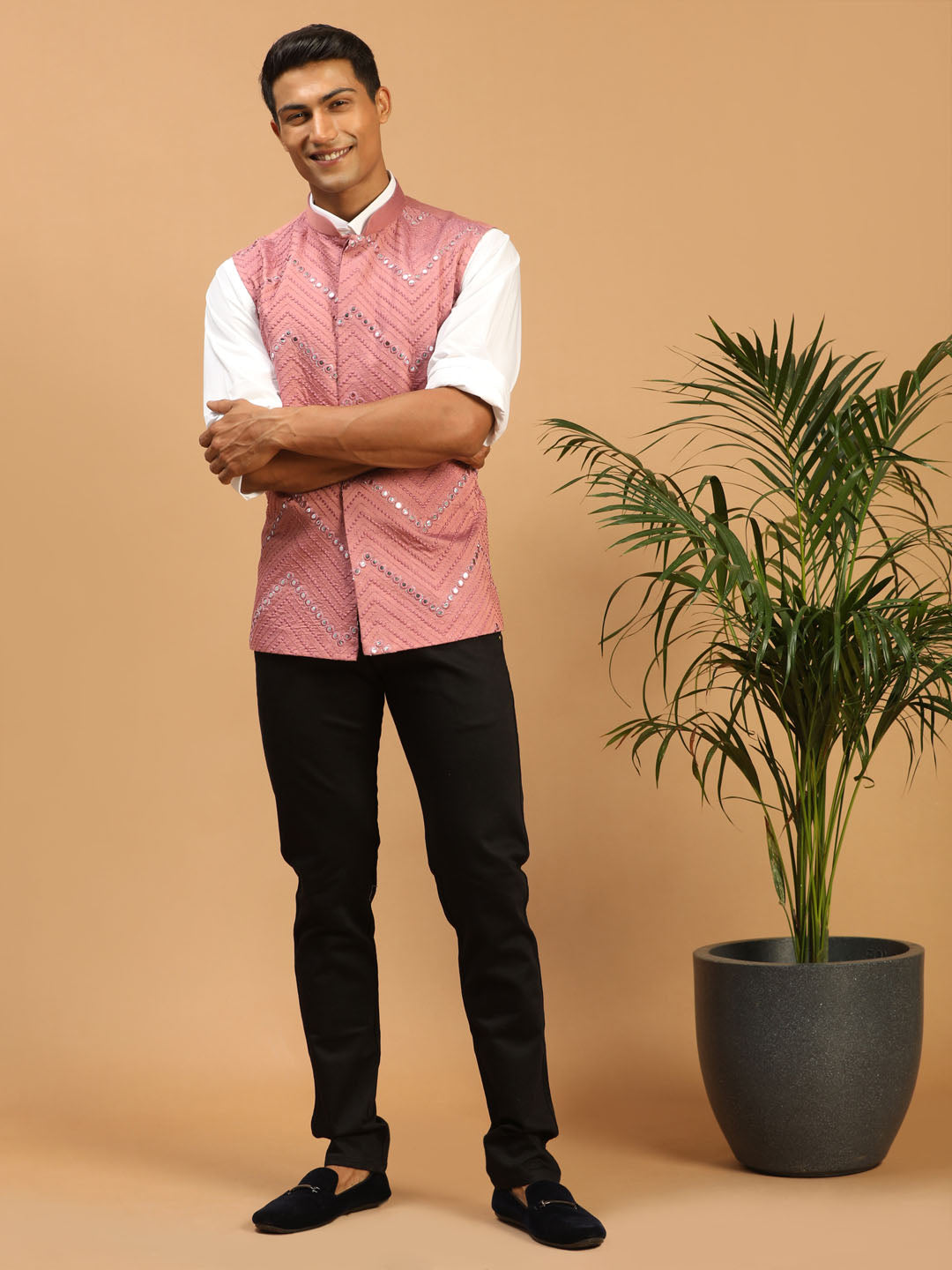 Men's Onion Viscose Straight Nehru Jacket