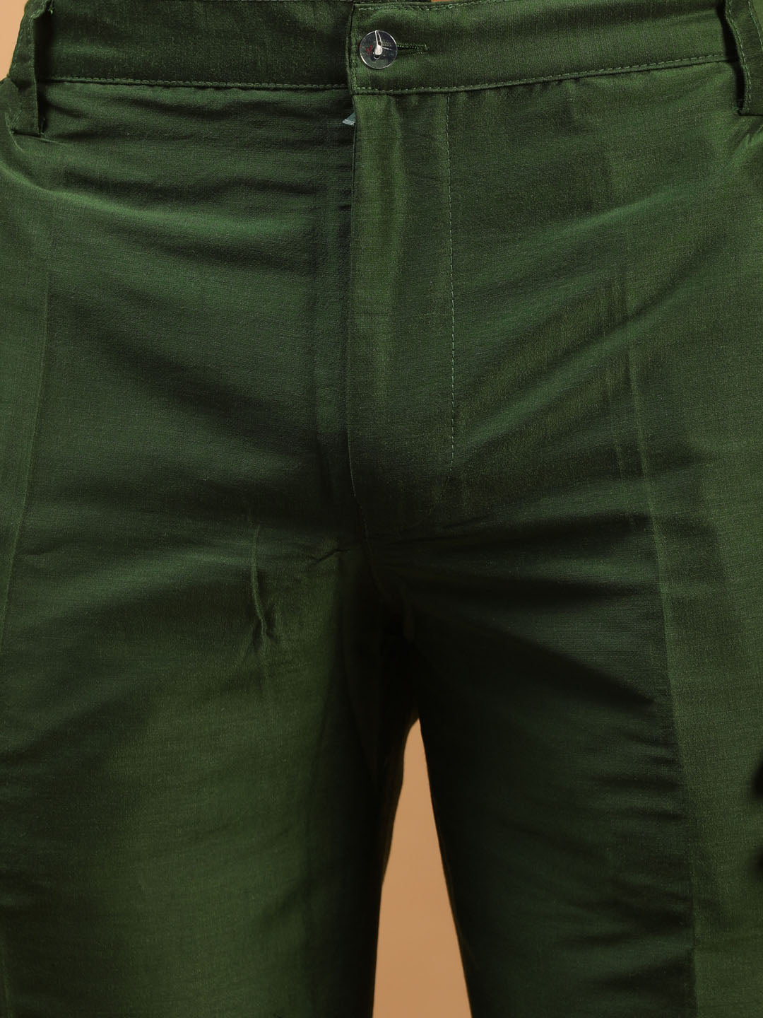 Men's Green Silk Blend Straight Jacket Kurta and Pyjama Set