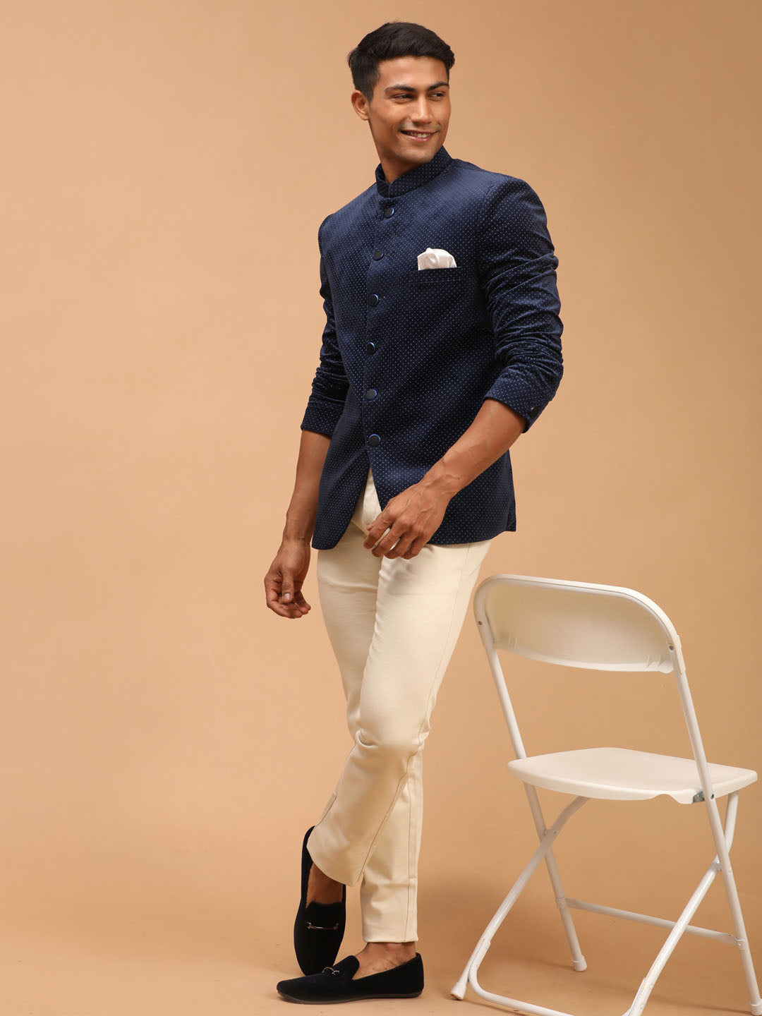 Men's Blue Velvet Straight Jodhpuri