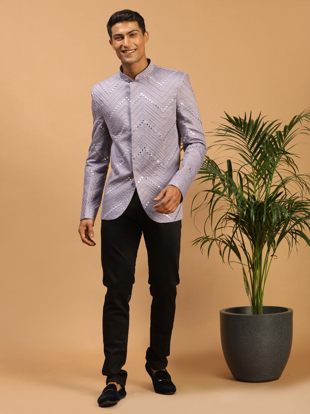 Men's Purple Viscose Straight Jodhpuri