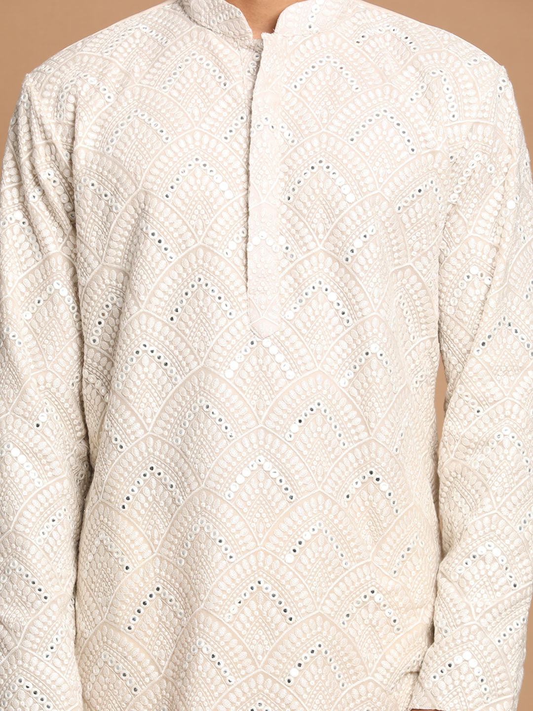 Men's Grey Georgette Straight Kurta Pyjama Set