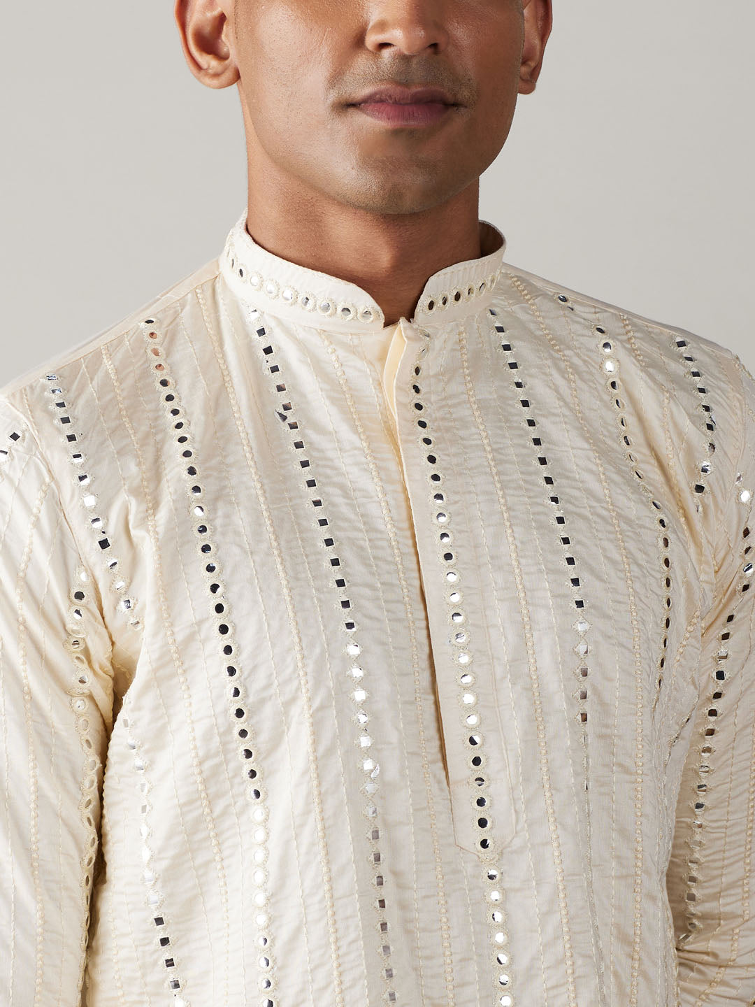 Men's Cream Viscose Straight Kurta and Dhoti Set
