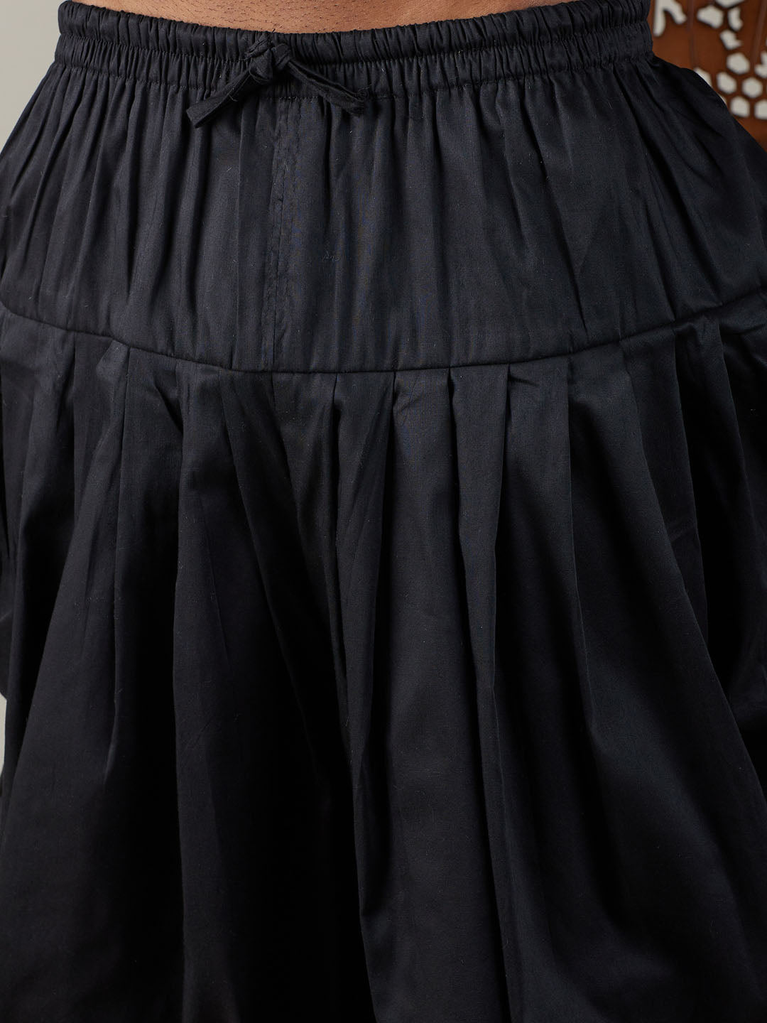 Men's Black Georgette Regular Kurta and Dhoti Set