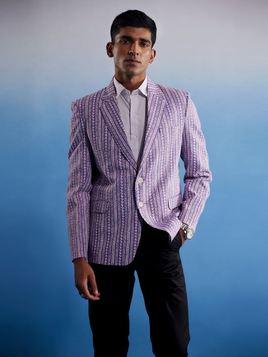 Men's Purple Cotton Blend Blazer Blazer