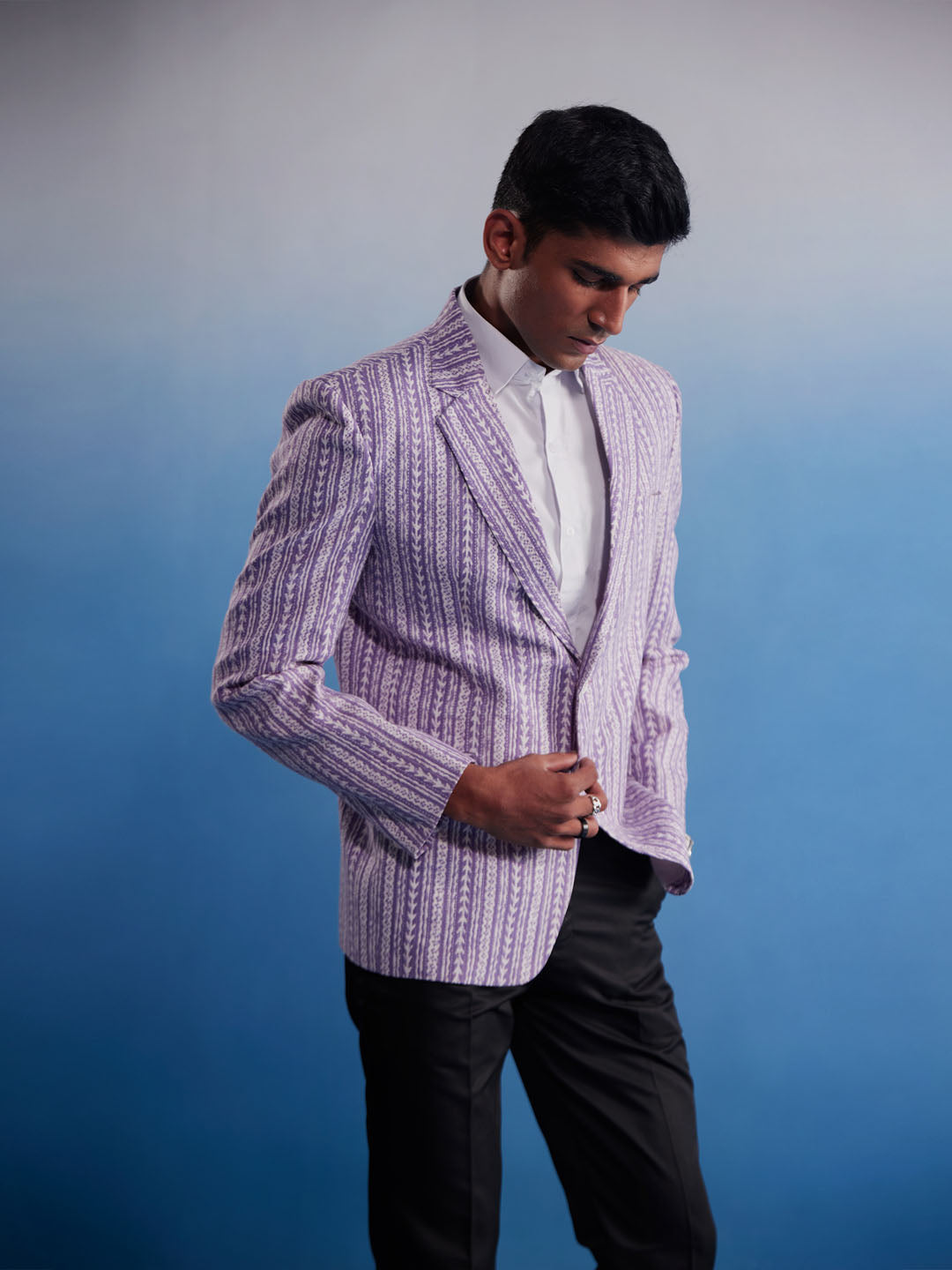 Men's Purple Cotton Blend Blazer Blazer
