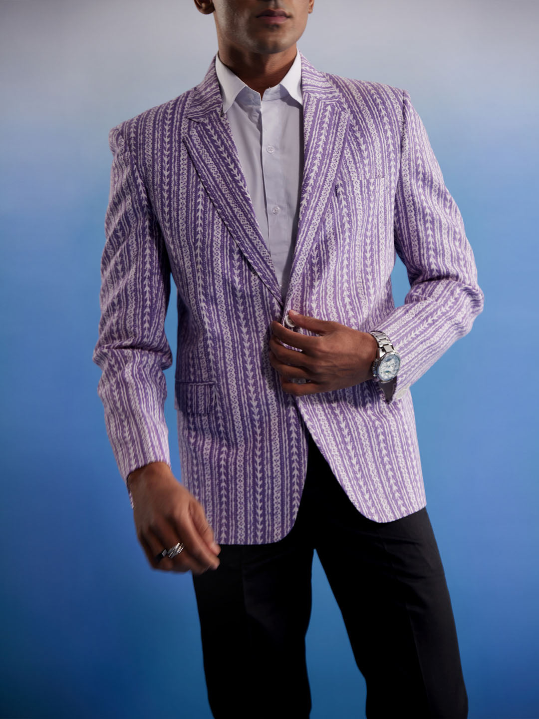 Men's Purple Cotton Blend Blazer Blazer