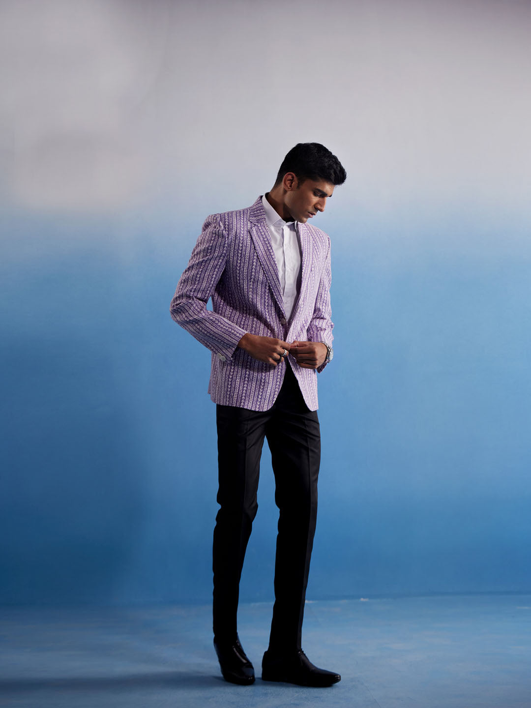 Men's Purple Cotton Blend Blazer Blazer