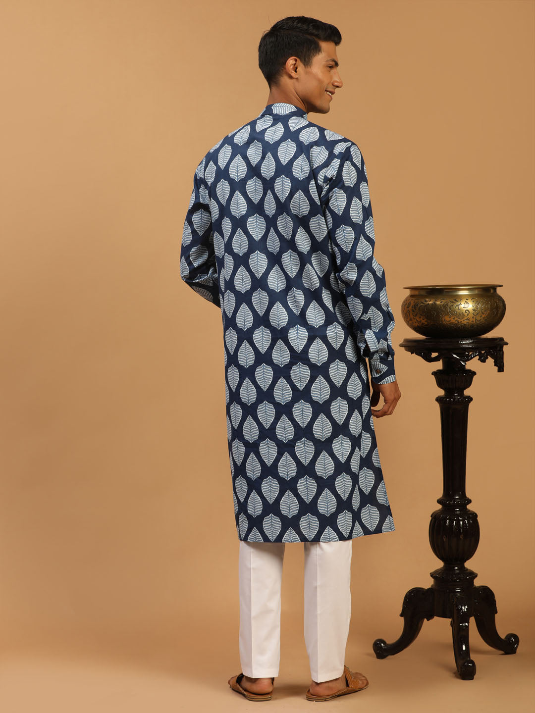 Men's Indigo Cotton Straight Kurta Pyjama Set