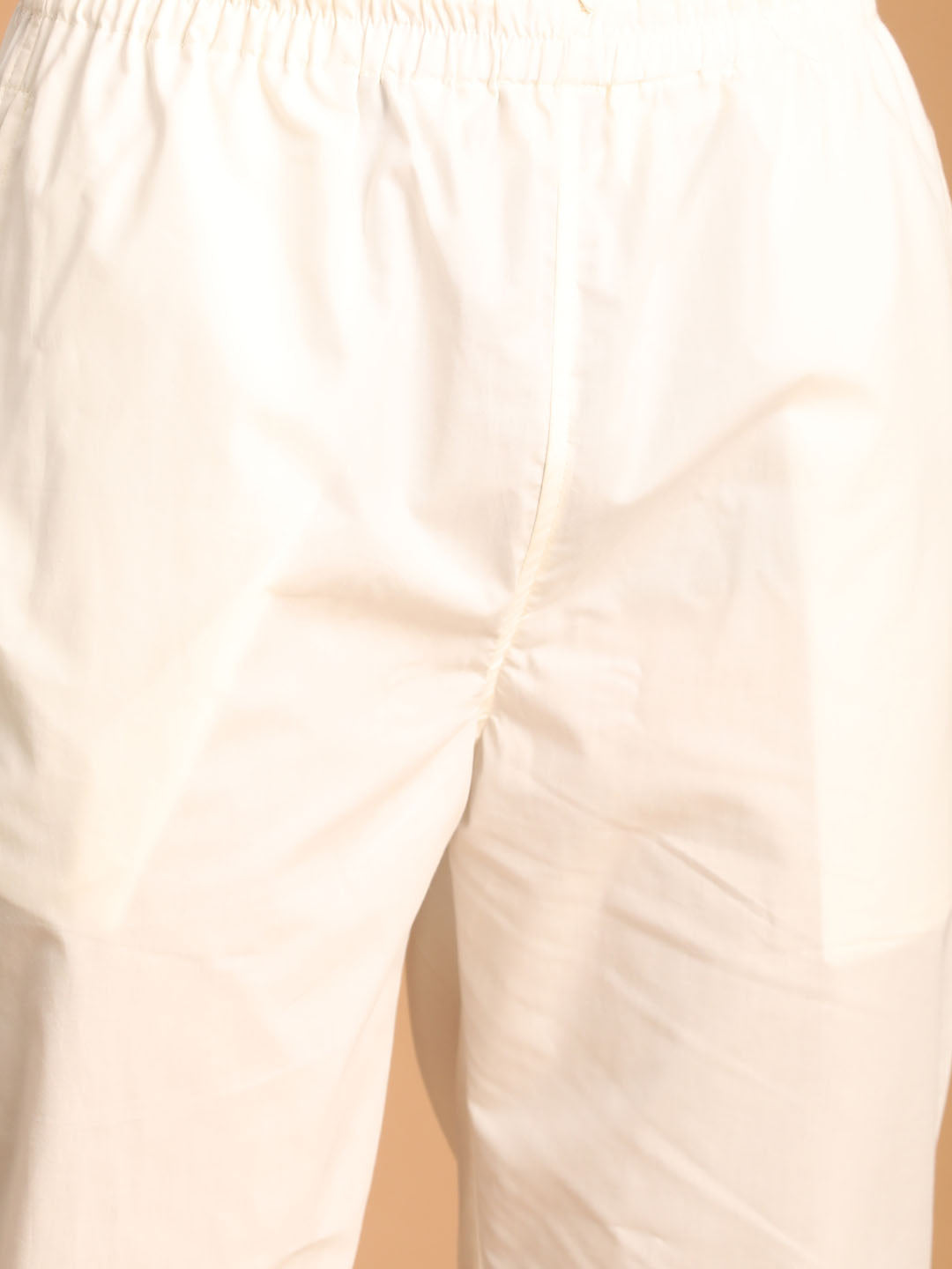 Men's Cream Cotton Straight Kurta Pyjama Set