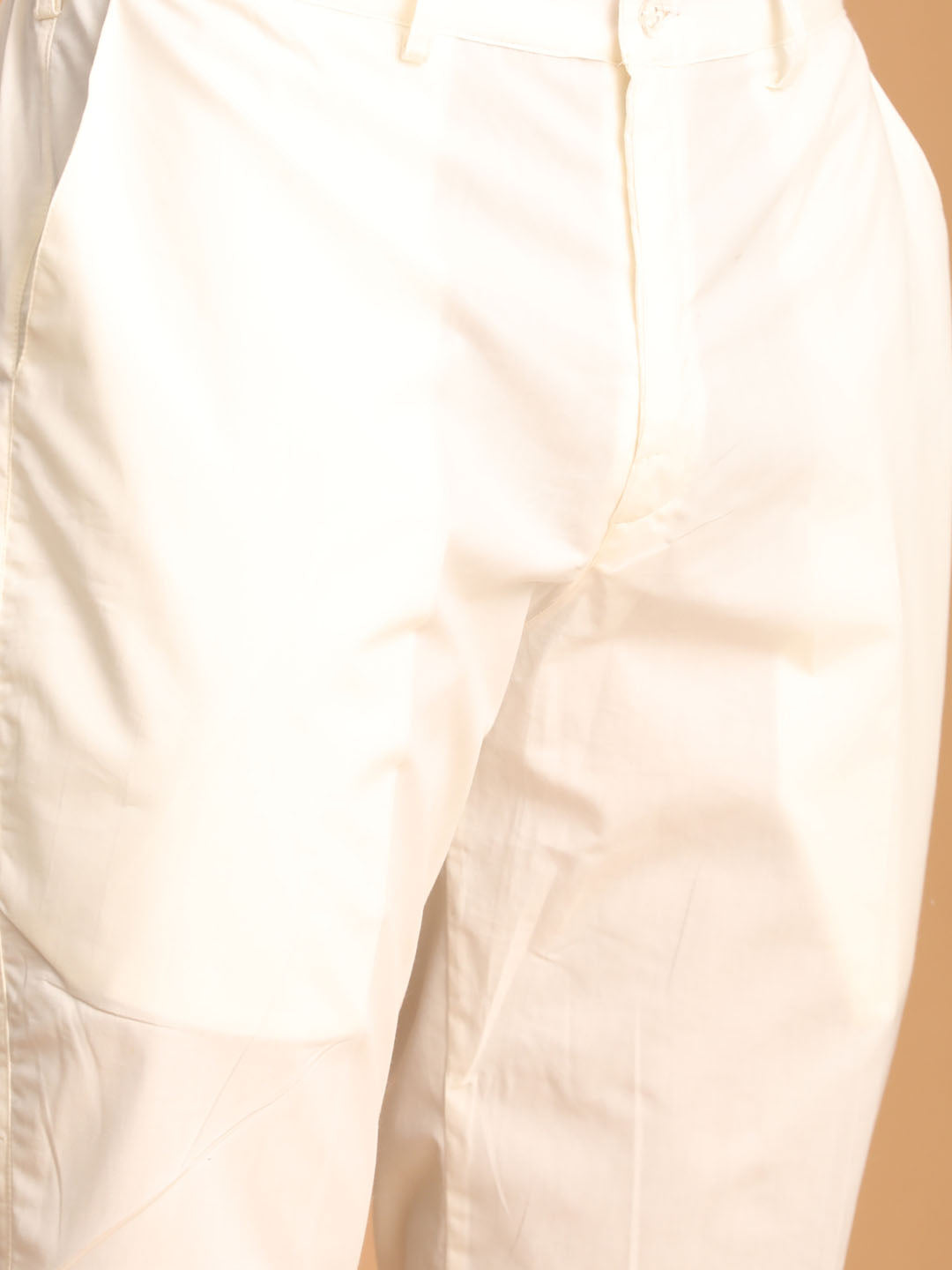 Men's Cream Cotton Straight Kurta Pyjama Set