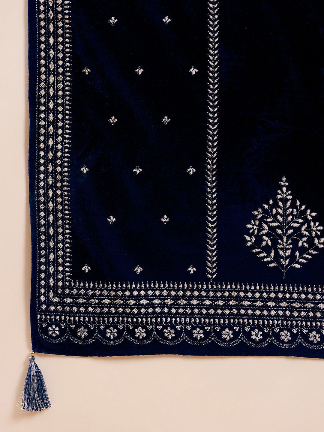 Dhiyona PD Women Embroidered Velvet Straight Kurta With Trousers And Dupatta