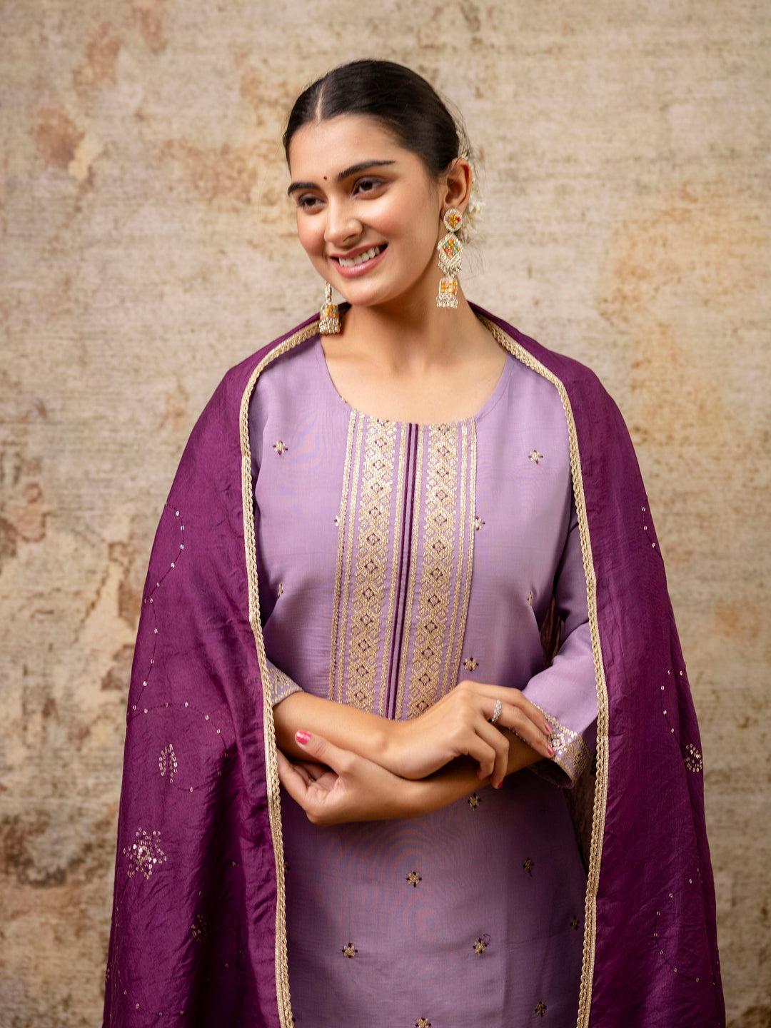 Dhiyona VV Women's Kurta and Pant Sets Silk Blend Fabric