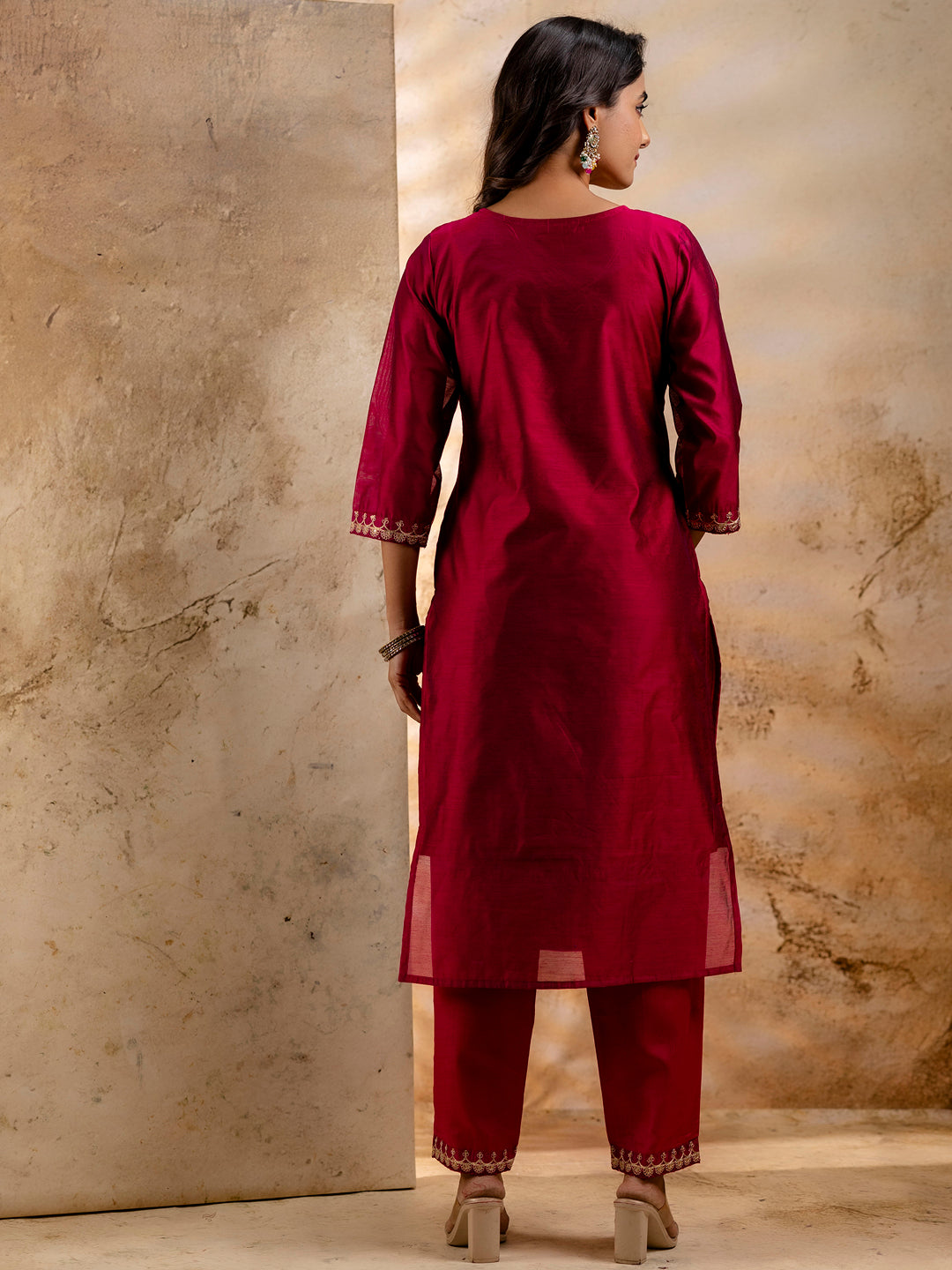Dhiyona VV Women's Kurta and Pant Sets Chanderi Silk Blend