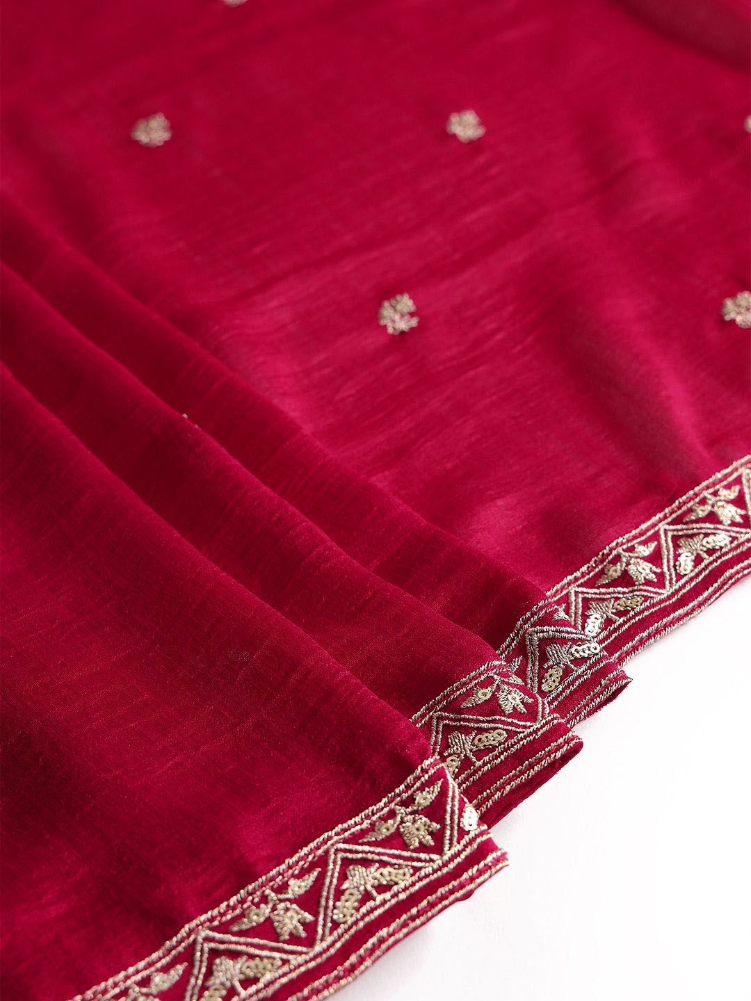 Dhiyona SO Women's Ethnic Motifs Embroidered Notch Neck Straight Kurta With Trouser & Dupatta