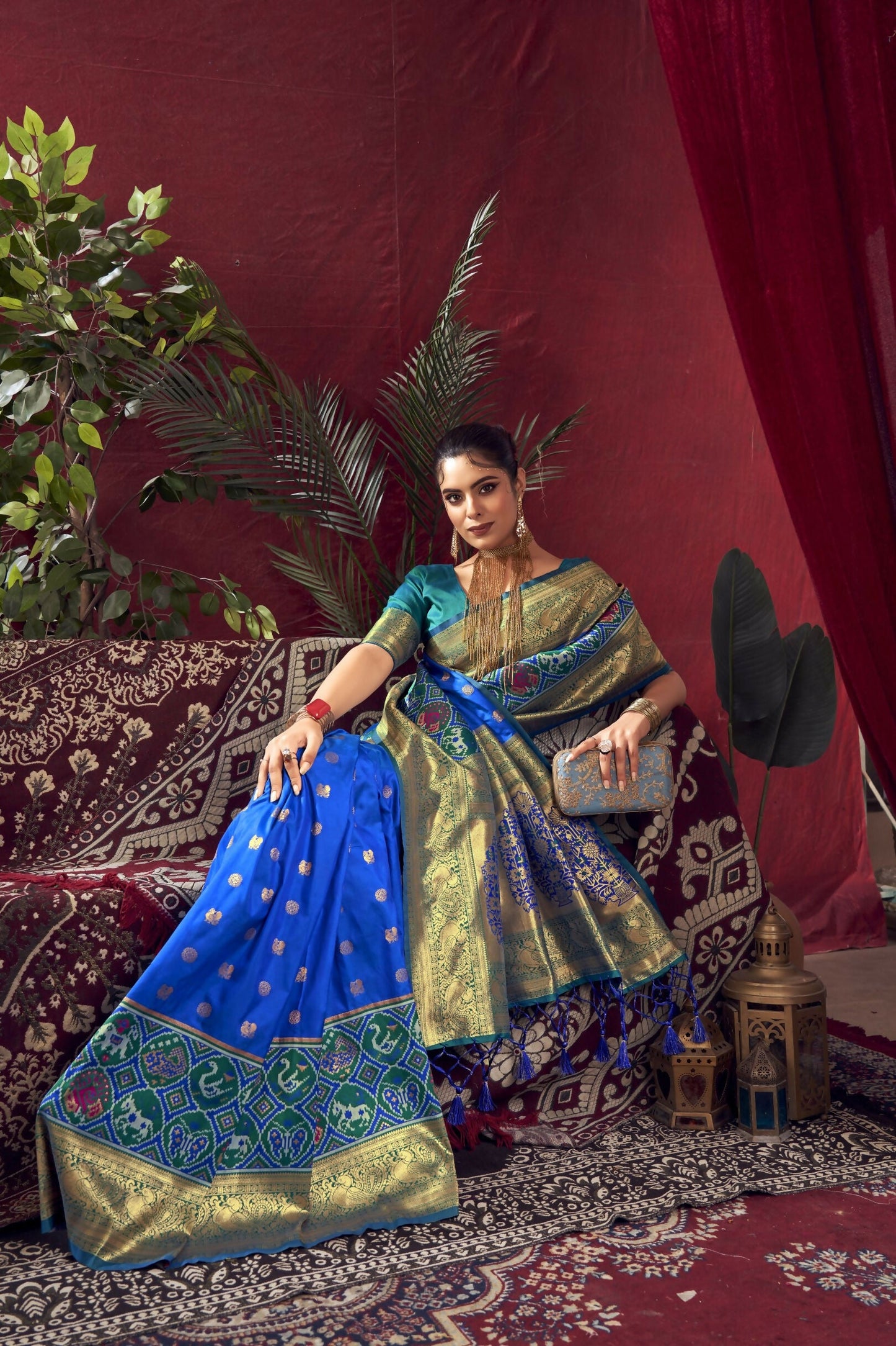 Women Paithani Nidhi Royal Blue Saree With Unstiched Blouse