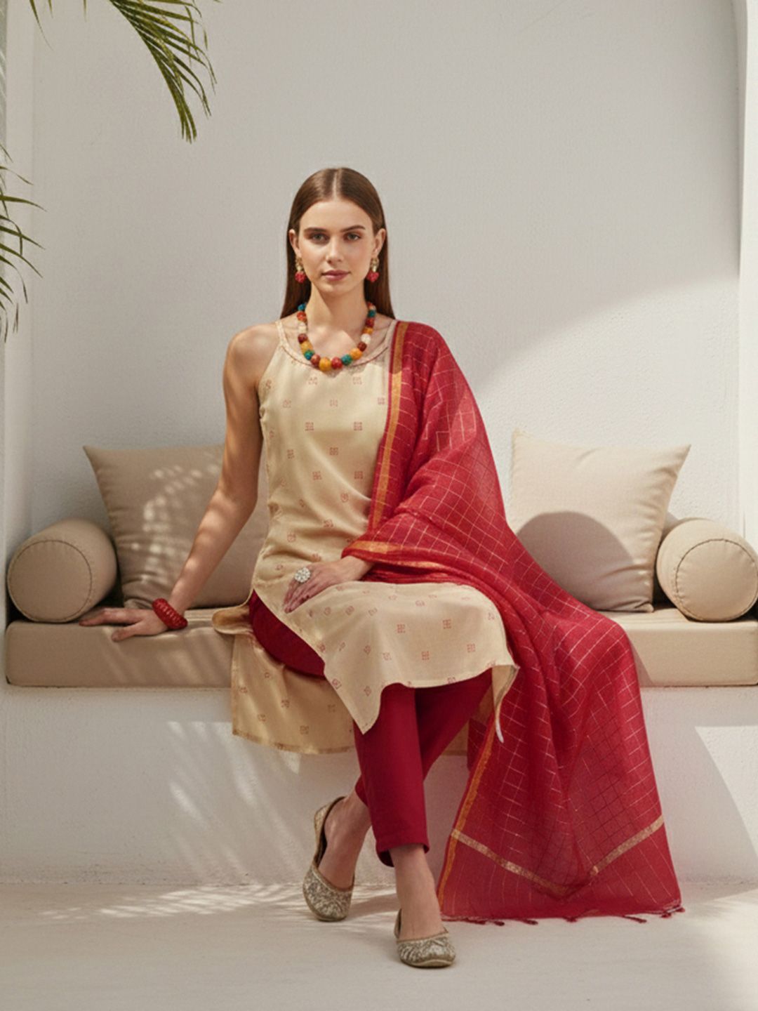 Dhiyona CH Women Printed Regular Kurta with Trousers & With Dupatta