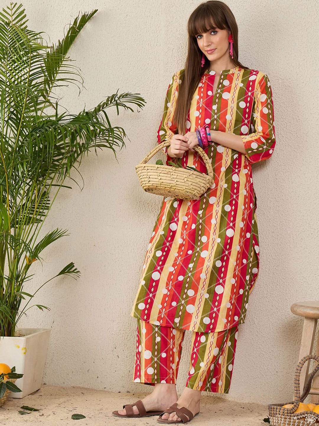 Dhiyona IE Printed Pure Cotton Tunic With Palazzo