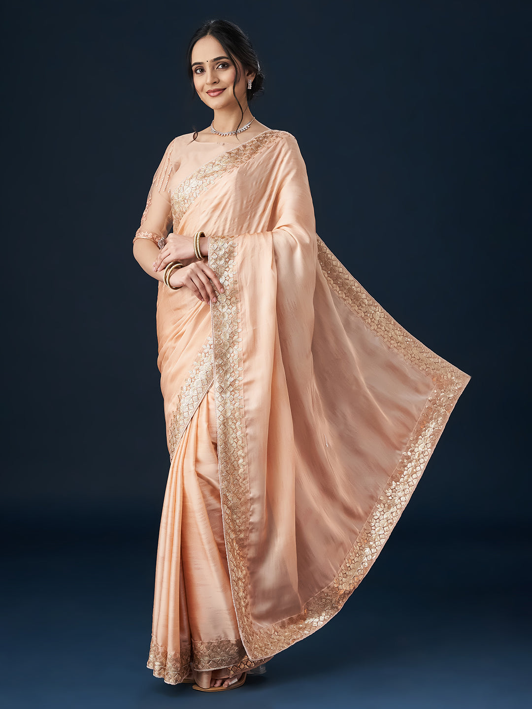 Dhiyona KS Women's Embellished Satin Sarees