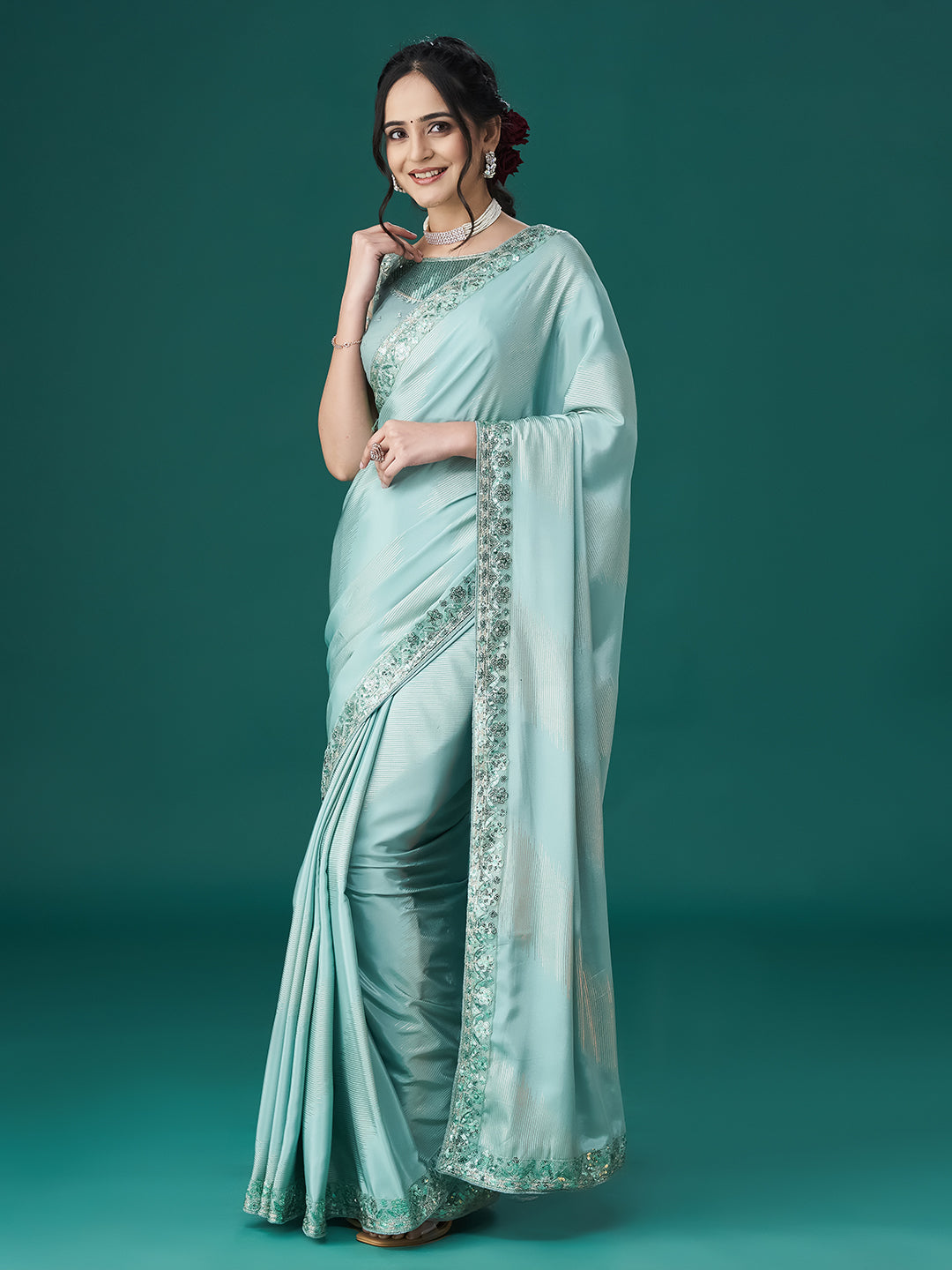 Dhiyona KS Women's Embellished Sequinned Saree