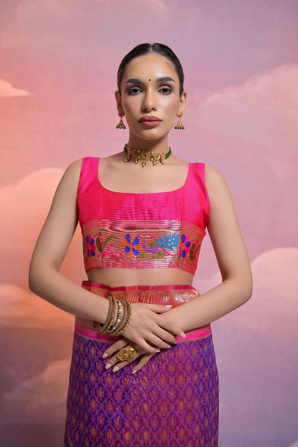 Women Paithani Vani Royal Blue Saree With Unstiched Blouse