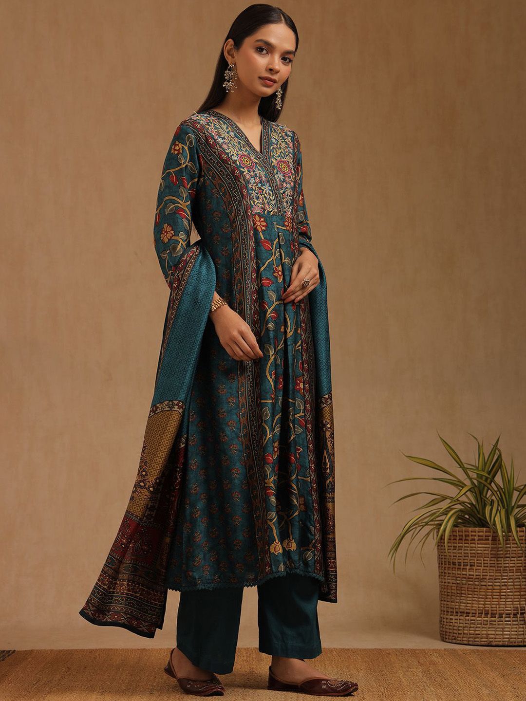 Dhiyona SO Women's Women Ethnic Motifs Printed Kurta with Palazzos & Dupatta
