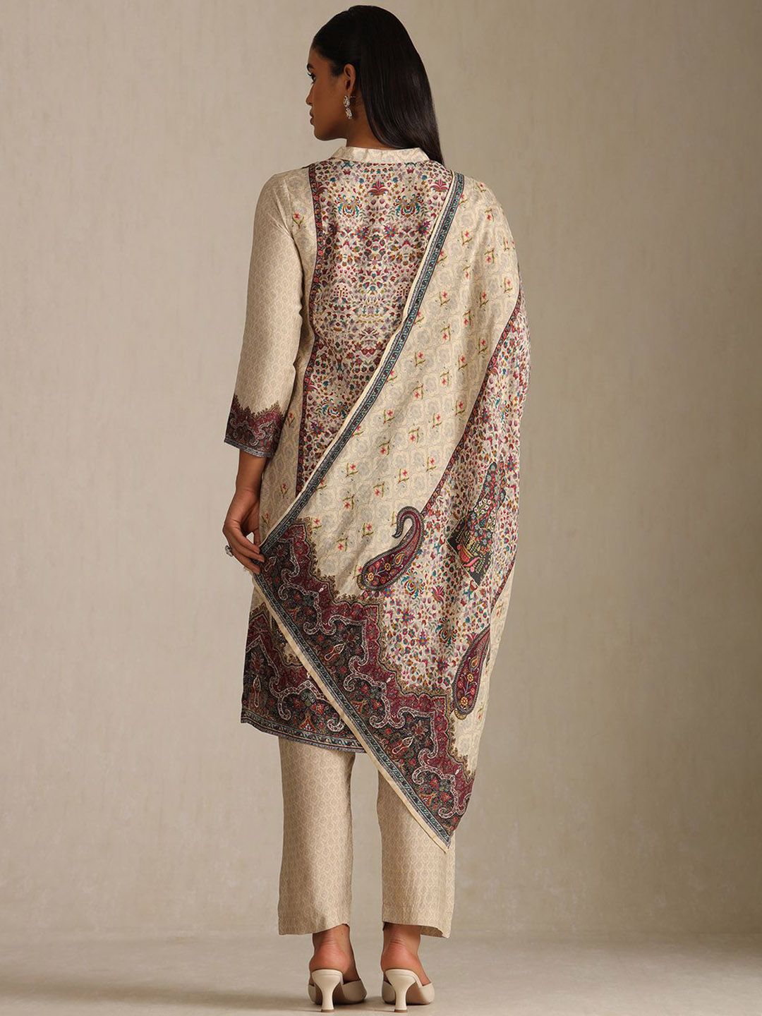 Dhiyona SO Women's Women Printed Regular Sequinned Kurta & Trousers With Printed Dupatta
