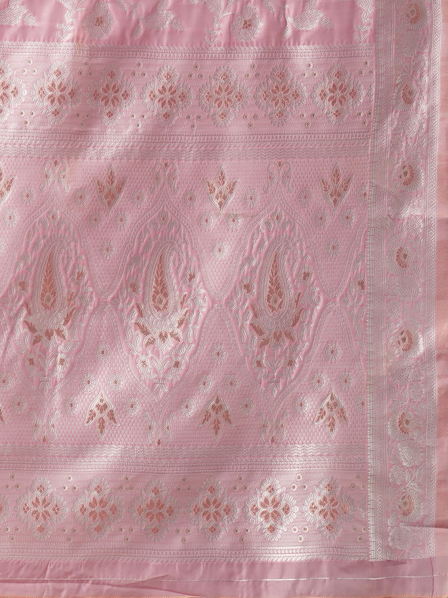 Women's Cotton Silk Pink Woven Design Designer Saree With Blouse Piece