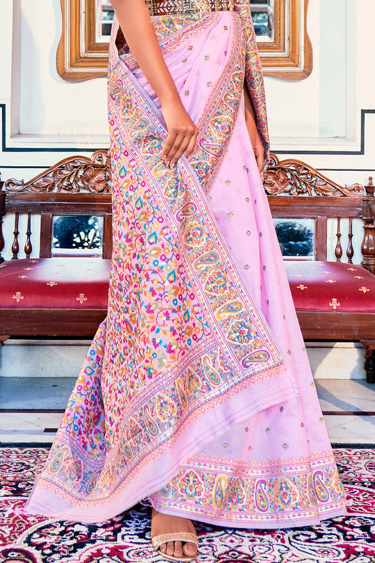 Dhiyona GR Women's Zoya Lilac Lavender Pashmina Modal Silk Saree