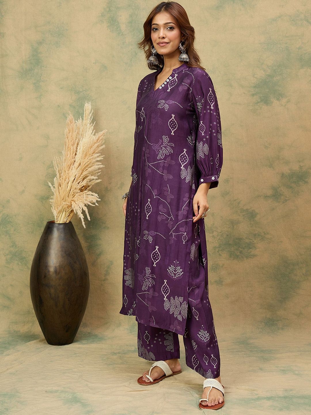 Dhiyona VA Women's Bandhani Printed Kurta with Trousers