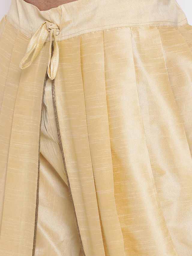 Men's Gold Silk Blend Regular Dhoti