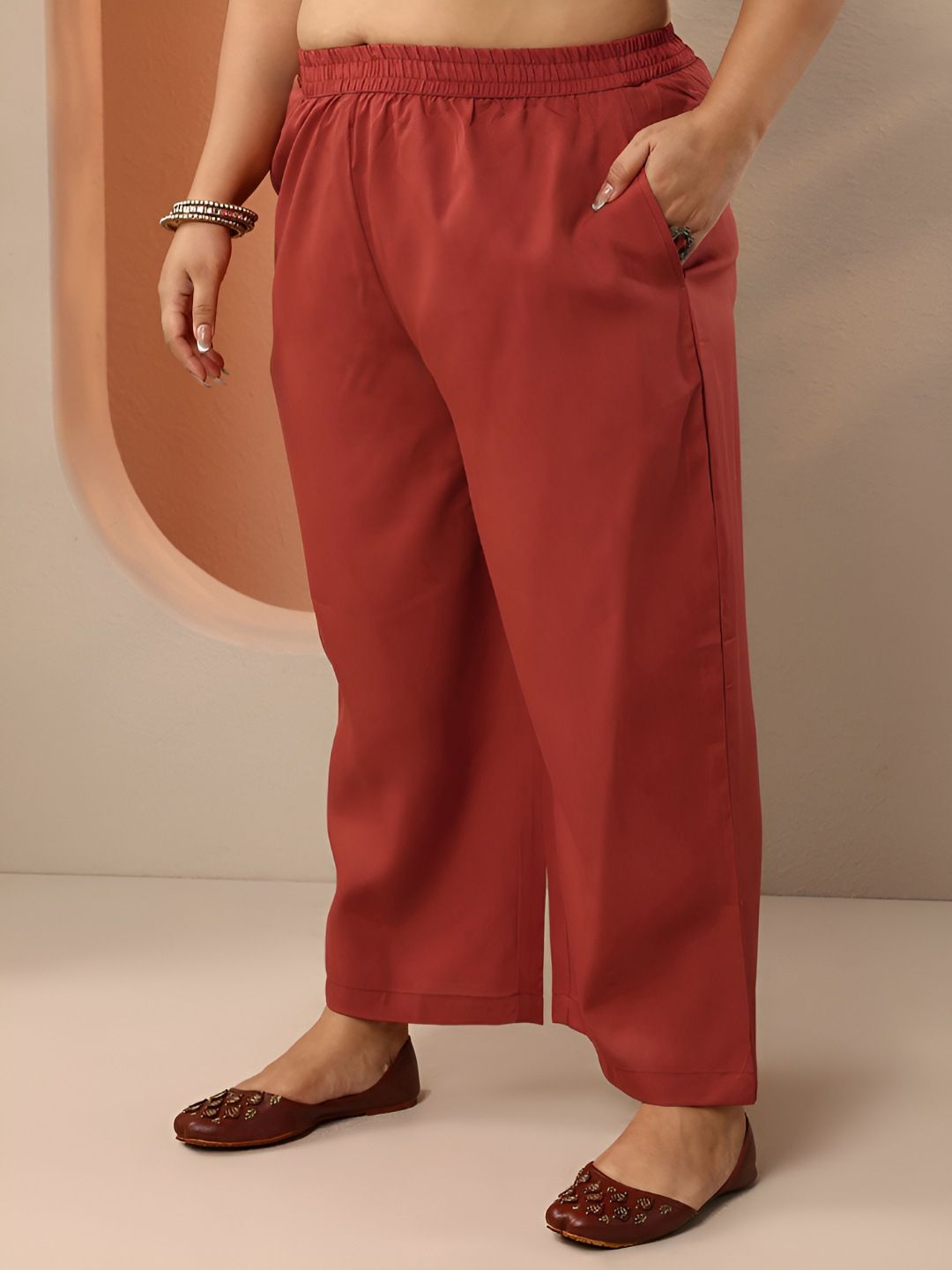 Dhiyona Women's Plus Size Ethnic Motifs Embroidered Kurta with Trousers & Dupatta