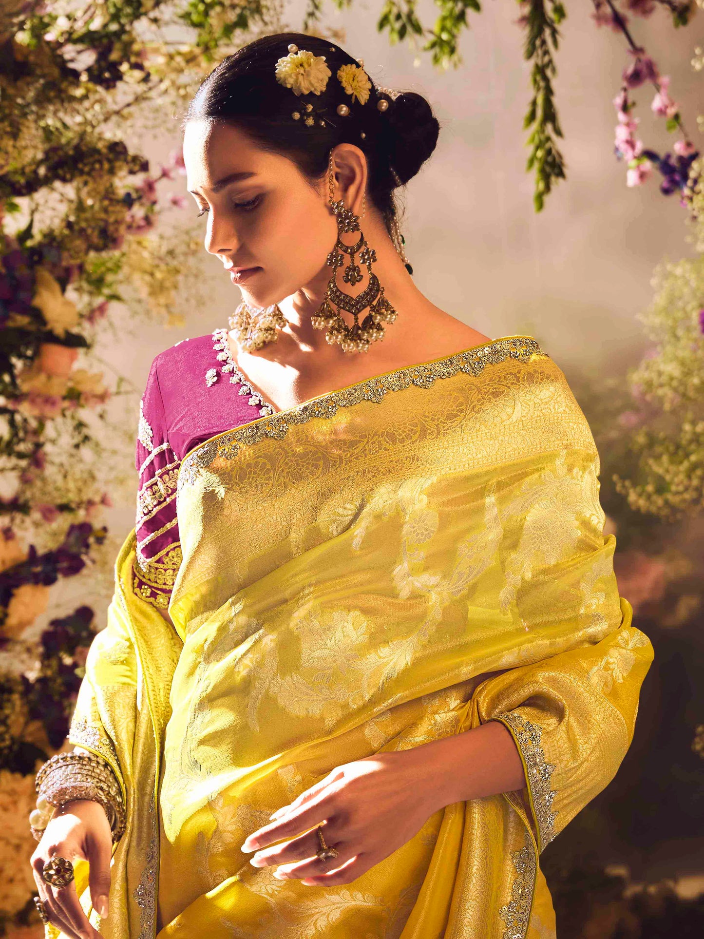 Dhiyona KM Women The Golden Sunrise: A Celebration In Yellow & Magenta